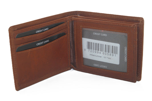 Luxe Heren billfold laag 7 Pasjes / anti skim 101 Crunch Cognac