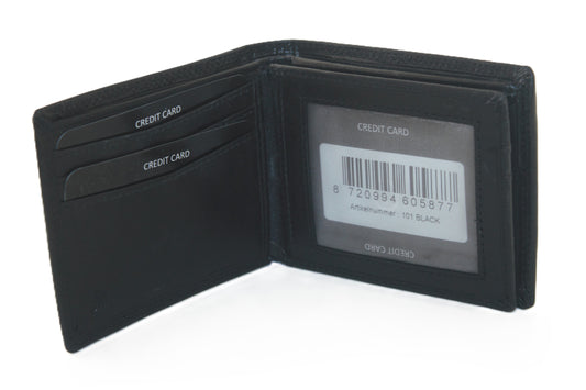 Luxe Heren billfold laag 7 Pasjes / anti skim 101 Crunch Zwart