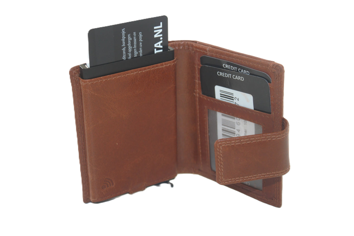 Luxe billfold met cardprotector Cognac / anti skim 106 crunch cognac