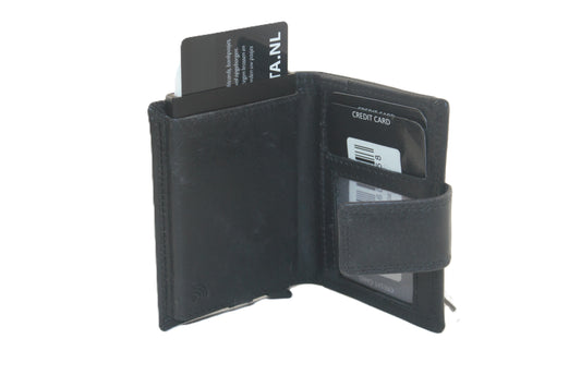 Luxe billfold met cardprotector Zwart / anti skim 106 crunch Zwart